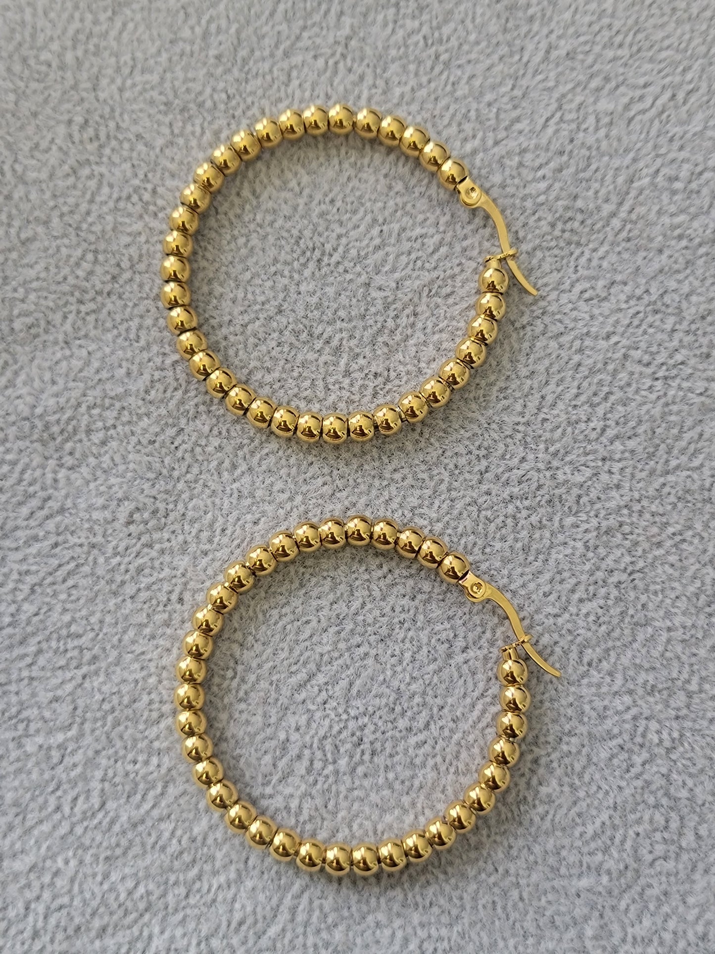 Large beaded gold hoops